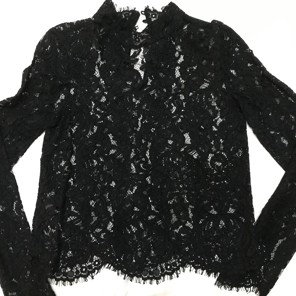 Aritzia High Neck Lace Crop Top